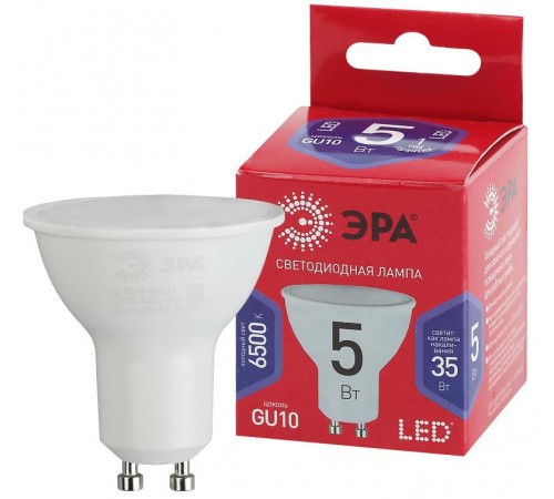 Лампа светодиодная ЭКО LED MR16-5W-865-GU10 R (диод, софит, 5Вт, хол, GU10)  Б0045348  ЭРА