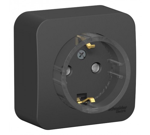 Blanca Антрацит О/У с изолирующей пластиной Розетка с заземлением со шторками, (тонкая) 16А, 250В  BLNRA111116  SE