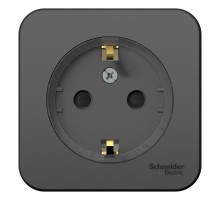 Blanca Антрацит О/У с изолирующей пластиной Розетка с заземлением со шторками, (тонкая) 16А, 250В  BLNRA111116  SE