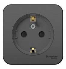 Blanca Антрацит О/У с изолирующей пластиной Розетка с заземлением со шторками, (тонкая) 16А, 250В  BLNRA111116  SE