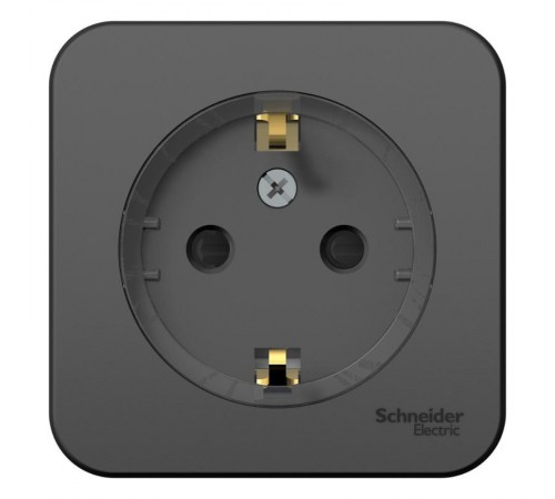 Blanca Антрацит О/У с изолирующей пластиной Розетка с заземлением со шторками, (тонкая) 16А, 250В  BLNRA111116  SE