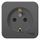 Blanca Антрацит О/У с изолирующей пластиной Розетка с заземлением со шторками, (тонкая) 16А, 250В  BLNRA111116  SE