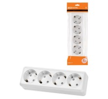 Розетка 4-х местная горизонтальная 2П+3 открытой установки IP20 16A с з/ш белая "Ладога"  SQ1801-0131  TDM