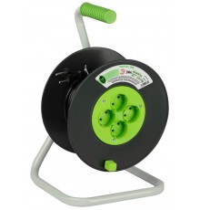 Удлинитель силовой ЭРА GREEN LINE KAT-2x0.75-15m Greenline на катушке пластик 4 розетки без заземления 15м ПВС 2x0.75мм2   Б0065052  ЭРА