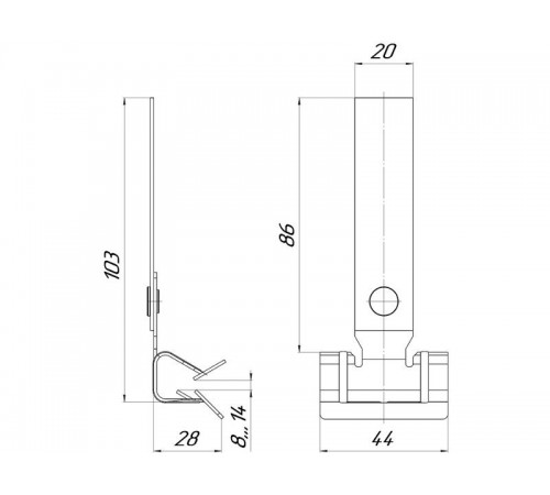 Зажим балочный 8-14 мм с пластиной TDZ  ZB8-14-Pls  EKF