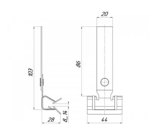 Зажим балочный 8-14 мм с пластиной TDZ  ZB8-14-Pls  EKF