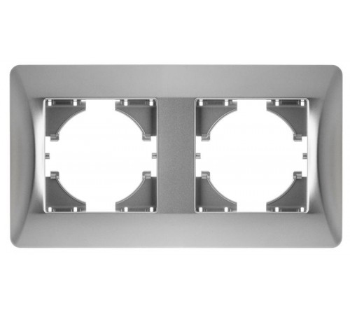 Ugra РАМКА 2-местная, цвет  серебро.  С1120-004  GUSI Electric