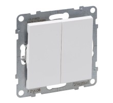 SUNO Переключатель двухклавишный 10А 250В. Безвинтовые зажимы. Цвет "Белый"  721108  Legrand