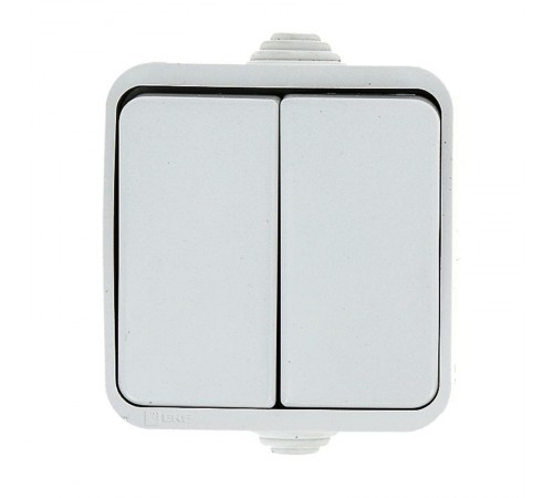 Прага Выключатель 2-клавишный 10А IP44 белый EKF  EKV10-023-10-44  EKF