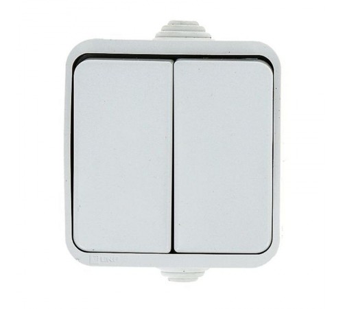 Прага Выключатель 2-клавишный 10А IP44 белый EKF  EKV10-023-10-44  EKF