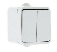 Прага Выключатель 2-клавишный 10А IP44 белый EKF  EKV10-023-10-44  EKF