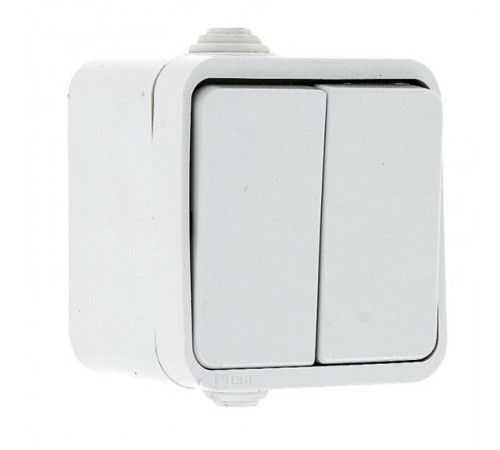Прага Выключатель 2-клавишный 10А IP44 белый EKF  EKV10-023-10-44  EKF