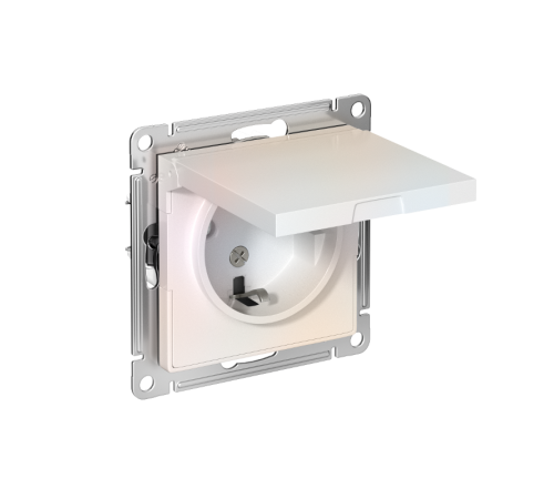 AtlasDesign Жемчуг Розетка с заземлением со шторками с крышкой, 16А, IP20, механизм  ATN000446  SE