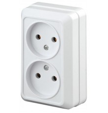 2-203-01 Intro Розетка 2х2P, 16А-250В, IP20, ОУ, Quadro, белый  Б0027652  Intro