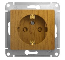 Glossa Дерево Дуб Розетка с заземлением со шторками  GSL000545  SE