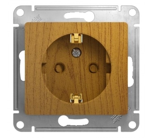 Glossa Дерево Дуб Розетка с заземлением со шторками  GSL000545  SE