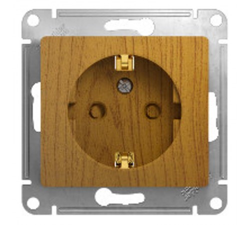 Glossa Дерево Дуб Розетка с заземлением со шторками  GSL000545  SE