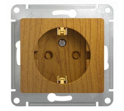 Glossa Дерево Дуб Розетка с заземлением со шторками  GSL000545  SE