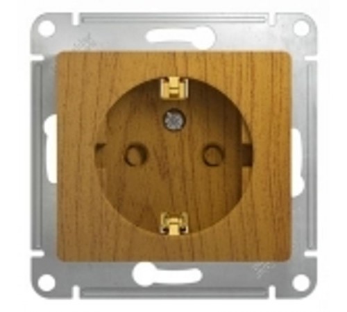 Glossa Дерево Дуб Розетка с заземлением со шторками  GSL000545  SE