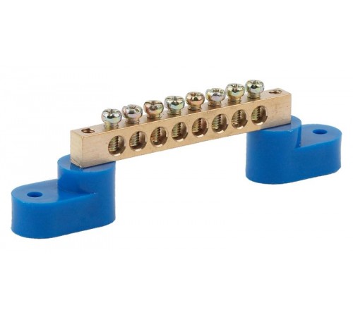 Шина N "ноль" на двух угловых изол ШНИ-8х12-8-У2-синий NO-222-67 Б0033446  ЭРА