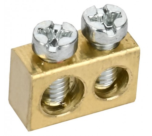 TEKFOR Шина нулевая сечение 6х9 2 отв. латунь  TF-KP00D-SN-02  IEK