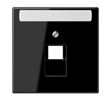 Крышка для одинарной телефонной и компьютерной розетки UAE с полем для надписи; чёрная  LS969-1NAUASW  Jung