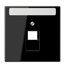 Крышка для одинарной телефонной и компьютерной розетки UAE с полем для надписи; чёрная  LS969-1NAUASW  Jung