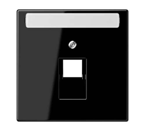 Крышка для одинарной телефонной и компьютерной розетки UAE с полем для надписи; чёрная  LS969-1NAUASW  Jung