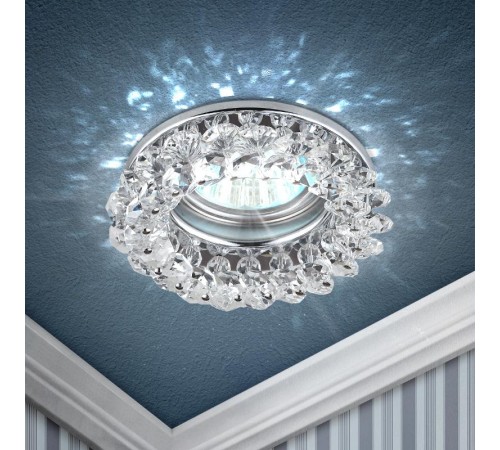 Светильник точечный встраиваемый под лампу DK16 50Вт MR16 GU5.3 хром/прозрачный  C0044737  ЭРА