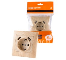 Розетка 2П+З 16А 250В + 2 USB порта 2,1А 5В сосна "Лама"  SQ1815-0342  TDM