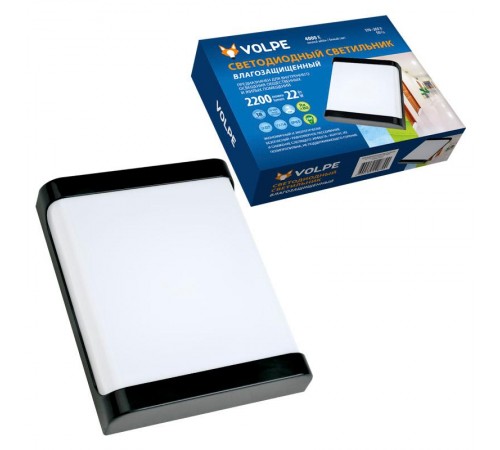 Светильник светодиодный пылевлагозащищен. для ЖКХ ULW-Q280 22W/4000K/S02 IP65 BLACK Прямоугольник 4000K 200x160x58 мм Корпус бел  UL-00006711  Volpe