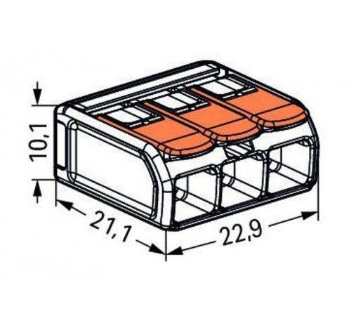 Клемма универсальная компактная 3-проводная 0.5 - 6 мм.кв (уп/30шт)  221-613  WAGO