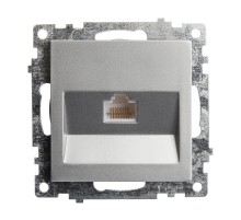 Розетка компьютерная 1-местная RJ-45 (механизм), серия Катрин, GLS00-7107-03, серебро  39585  STEKKER