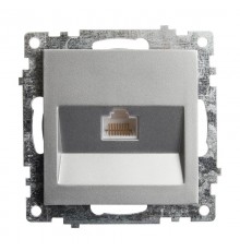 Розетка компьютерная 1-местная RJ-45 (механизм), серия Катрин, GLS00-7107-03, серебро  39585  STEKKER