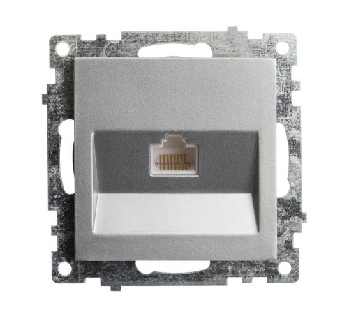 Розетка компьютерная 1-местная RJ-45 (механизм), серия Катрин, GLS00-7107-03, серебро  39585  STEKKER