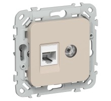 FLITE Розетка 2-ая RJ45/TV кат.5Е UTP РКТВ5е-2-0-ФлЛ льняной  FI-AK22-1-K88  IEK