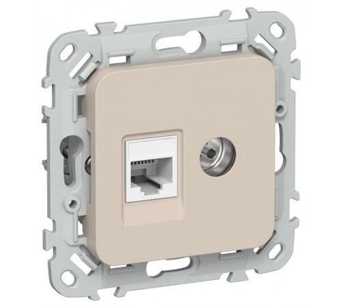 FLITE Розетка 2-ая RJ45/TV кат.5Е UTP РКТВ5е-2-0-ФлЛ льняной  FI-AK22-1-K88  IEK