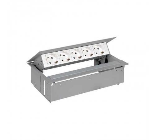 Simon S400 Врезной розеточный блок с крышкой и мет. вводом, 5x2P+E, алюминий, Simon 400  45505000-133  Simon