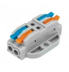 Клемма СМК 222-422P проходная 2 полюса, с монтажной площадкой (0,08-4 мм), серая (блистер 5 шт./уп.)  07-6262-5  REXANT