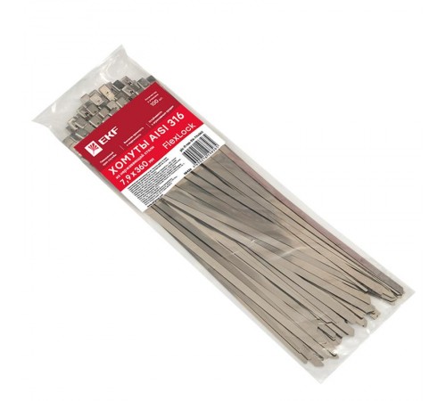 Хомут AISI 316 из нержавеющей стали, 7.9x360 (100 шт.) FlexLock PROximaplc-fl-tss-316-7.9x360EKF