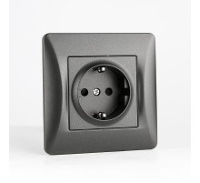 Розетка электрическая 2К+З, 16А, 220-250V (антрацит)  201021  SPL
