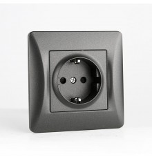 Розетка электрическая 2К+З, 16А, 220-250V (антрацит)  201021  SPL