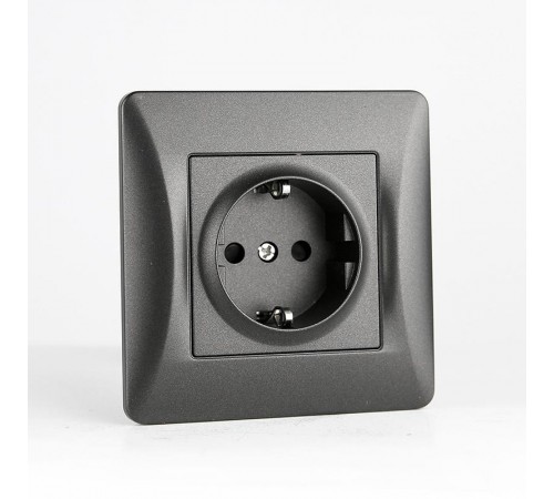 Розетка электрическая 2К+З, 16А, 220-250V (антрацит)  201021  SPL