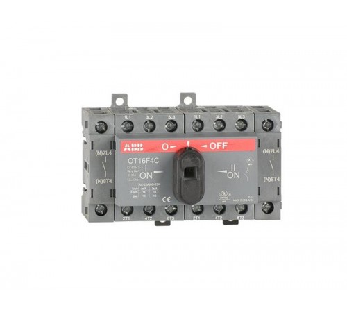Реверсивный рубильник OT16F4C до 16A 4х-полюсный для установки на DIN-рейку или монтажную плату (с резерв. ручкой)  1SCA104831R1001  ABB