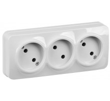 РС23-2-ХБ Розет. 3-ая без з/к о/у 10А GLORY белый  ERH30-K01-10  IEK