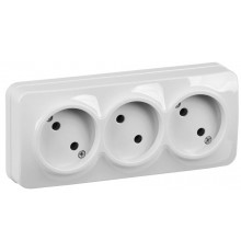 РС23-2-ХБ Розет. 3-ая без з/к о/у 10А GLORY белый  ERH30-K01-10  IEK