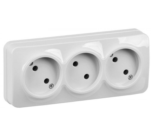 РС23-2-ХБ Розет. 3-ая без з/к о/у 10А GLORY белый  ERH30-K01-10  IEK