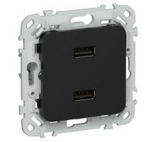 FLITE Розетка USB A+A 2,1А РЮ-2-ФлЧ черный  FI-U21-D31-K02  IEK