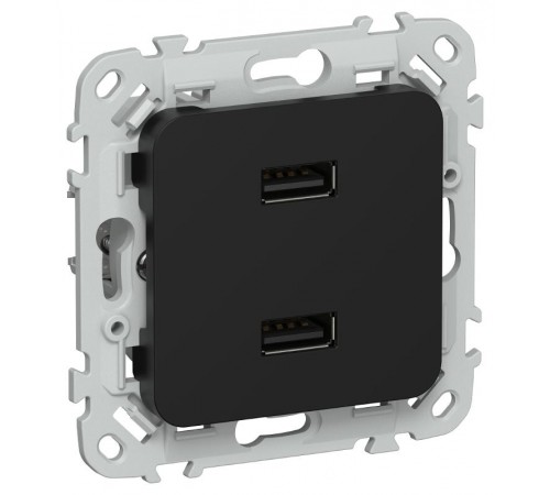 FLITE Розетка USB A+A 2,1А РЮ-2-ФлЧ черный  FI-U21-D31-K02  IEK