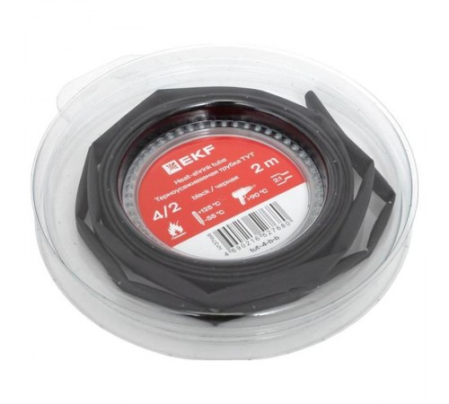 Термоусаживаемая трубка ТУТ нг 4/2 черная ролик 2 м tut-4-b-bEKF